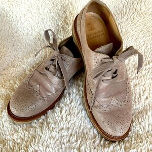 Brunello Cucinelli Tan Metallic Suede Brogues, size 39